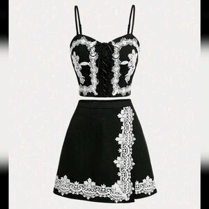 Women's black and white skirt and top set